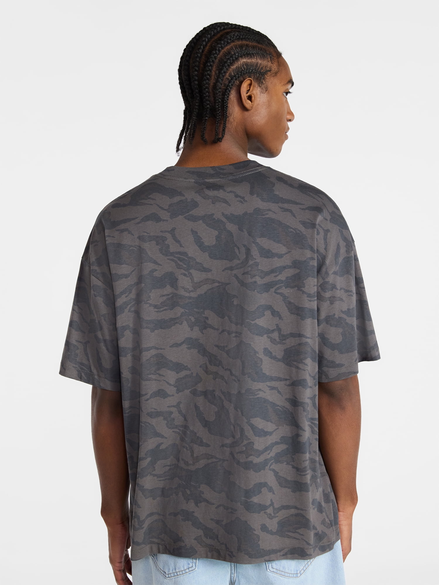 No Boundaries Men's Oversized Boxy Tee with Short Sleeves, XS-4XLT