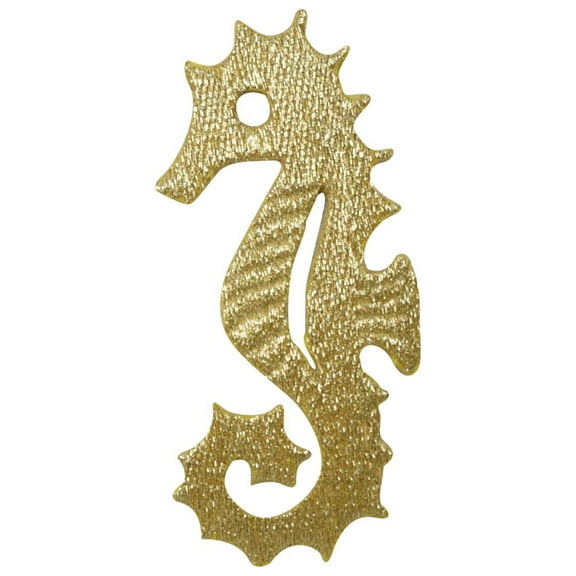 Seahorse - Metallic Gold - Iron on Applique/Embroidered Patch
