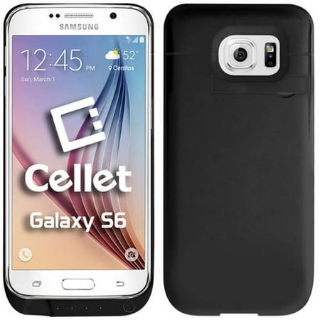 Cellet 3200mAh Rechargeable External Battery Case for Samsung Galaxy S6, (Best Galaxy S6 Battery Case)