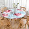thumbnail image 3 of Round Fitted Tablecloth with Elastic Edges Fits 45"-52" Round Tables Pioneer Colorful Floral Waterproof Table Cover Washable Indoor and Outdoor for Party Kitchen Dinner Banquet Patio Picnic, 3 of 7