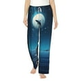 thumbnail image 2 of Picia Night Sky Moon Dolphin Womens Soft Woven Cotton Elastic Waistband Sleep Pajama Pant Lounge Sleep Pant With Pockets And Drawstring-XX-Large, 2 of 9