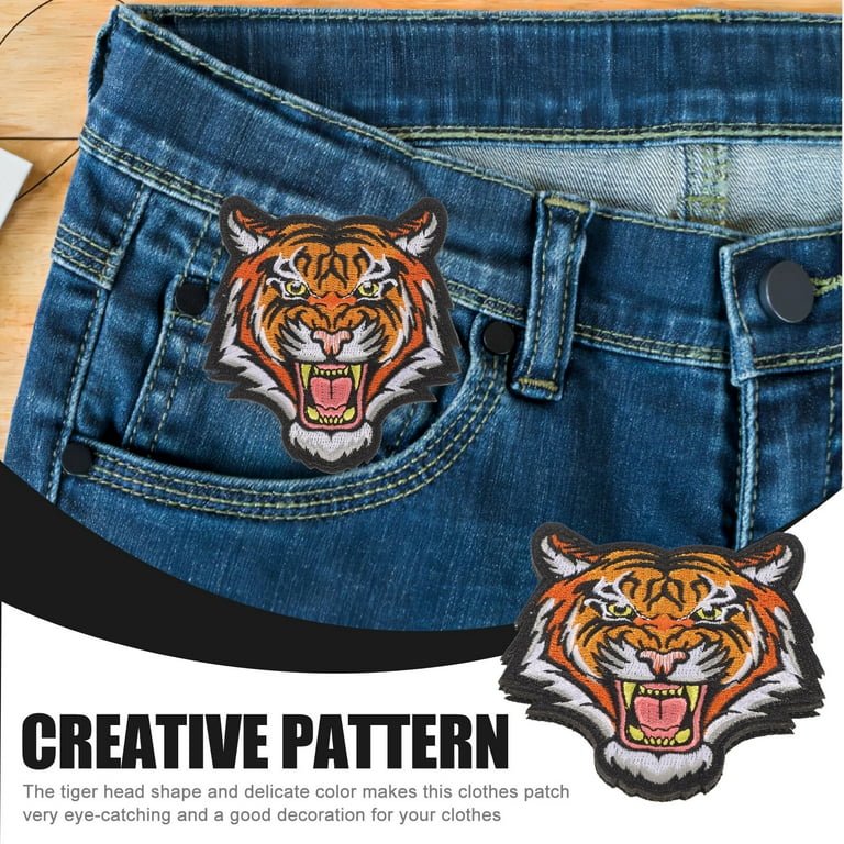 Tiger Sew on Patch Clothes Badge Wild Animal Applique Embroidered Patch for  Jeans Shirts 