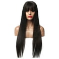 thumbnail image 3 of Xihbxyly Peluca Larga Negra de Cabello Sintético Natural, Hecha a Máquina, con Redecilla Ajustable, Ideal para Uso Diario, Cosplay y Fiestas, 65 Cm de Largo, Diseño Transpirable y Cómodo., 3 of 7