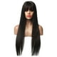 thumbnail image 2 of Peluca larga y lisa con flequillo, peluca negra de pelo sintético natural para mujer, ideal para uso diario, fiestas y cosplay. Peluca suave para mujer., 2 of 9