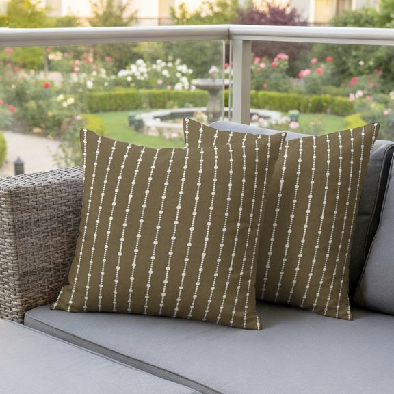 Outdoor Pillow Covers,Modern Minimalism Decorative Throw Pillow Cover Waterproof Pillowcase Set of 2,Linen Cushion Case for Sofa Couch Bed 16x16 Inch,Vintage Dot Striped
