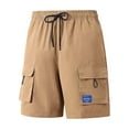 thumbnail image 2 of Athletic Shorts for Men Wrangler Cargo Shorts Men's Solid Color Sports Fitness Training Breathable Shorts Pockets Cropped Pants Khaki XL, 2 of 9
