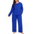 thumbnail image 2 of Cueply Women's Plus Size Pajama Set Long Sleeve Loungewear Long Pants Sleepwear Soft 2 Piece Pjs with Pockets, 2 of 9