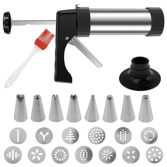 Stainless Steel Biscuit Maker Set Reusable Rust Proof Biscuit Maker Machine Multipurpose Spritz Cookie Press Set With Ergonomic Handle for Biscuit Cake Cookie