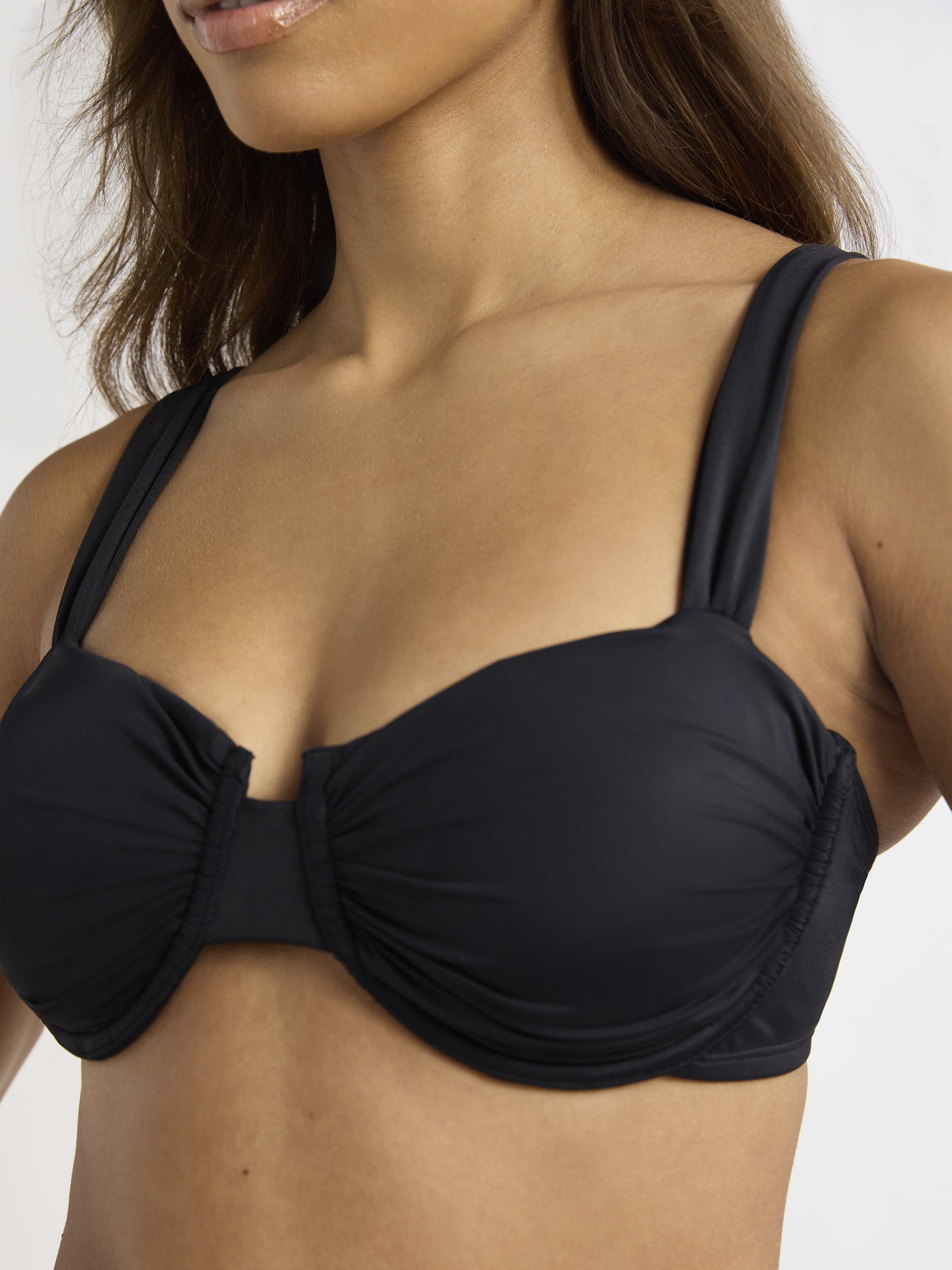 Sofia by Sofia Vergara Women's Shirred Balconette Underwire Swim Top, Sizes XS-XL
