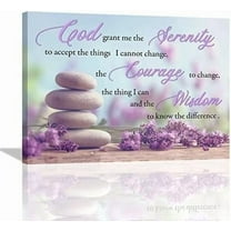 Serenity Prayer Wall Art Christian Bible Scripture Wall Decor Purple Lavender Zen Stone Meditation Pictures Painting Print Framed Artwork for Bathroom Bedroom Living Room Yoga Room Office 12"x16"
