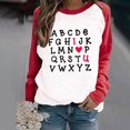 thumbnail image 2 of Luxalzxs Womens Love Heart Print Sweatshirt Casual Raglan Long Sleeve Crewneck Valentine's Day Graphic Colorblock Pullover Tops, 2 of 5