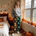 thumbnail image 4 of Trgacdwlo Halloween Pajama Pants Fuzzy Spooky Season Wide Leg Flannel Pajama Pants Women Elastic Waist Winter Cozy Warm Womens Lounge Pants, 4 of 6