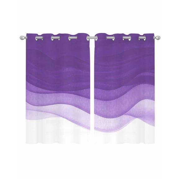 Purple Waves Sheer Curtains 39 Inch Length 2 Panels Set for Living Room/Bedroom, Ombre Abstract Art Gradient Modern Kitchen Curtains Grommet Semi-Sheer Curtains Drapes Window Treatments 27.5"x39"x2