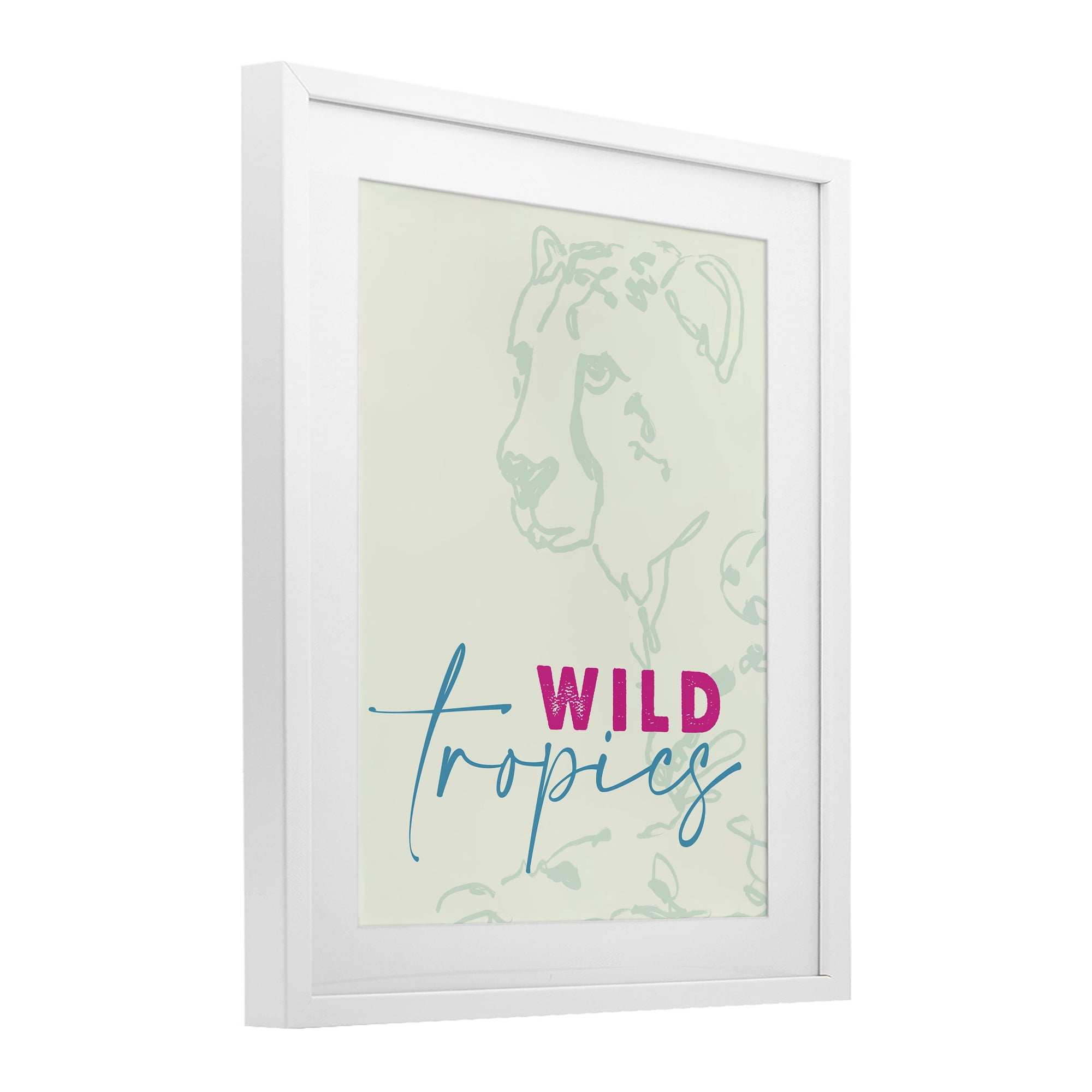 Stupell Industries Wild Tropics Cheetah White Framed Print Under Glass, design by Lanie Loreth
