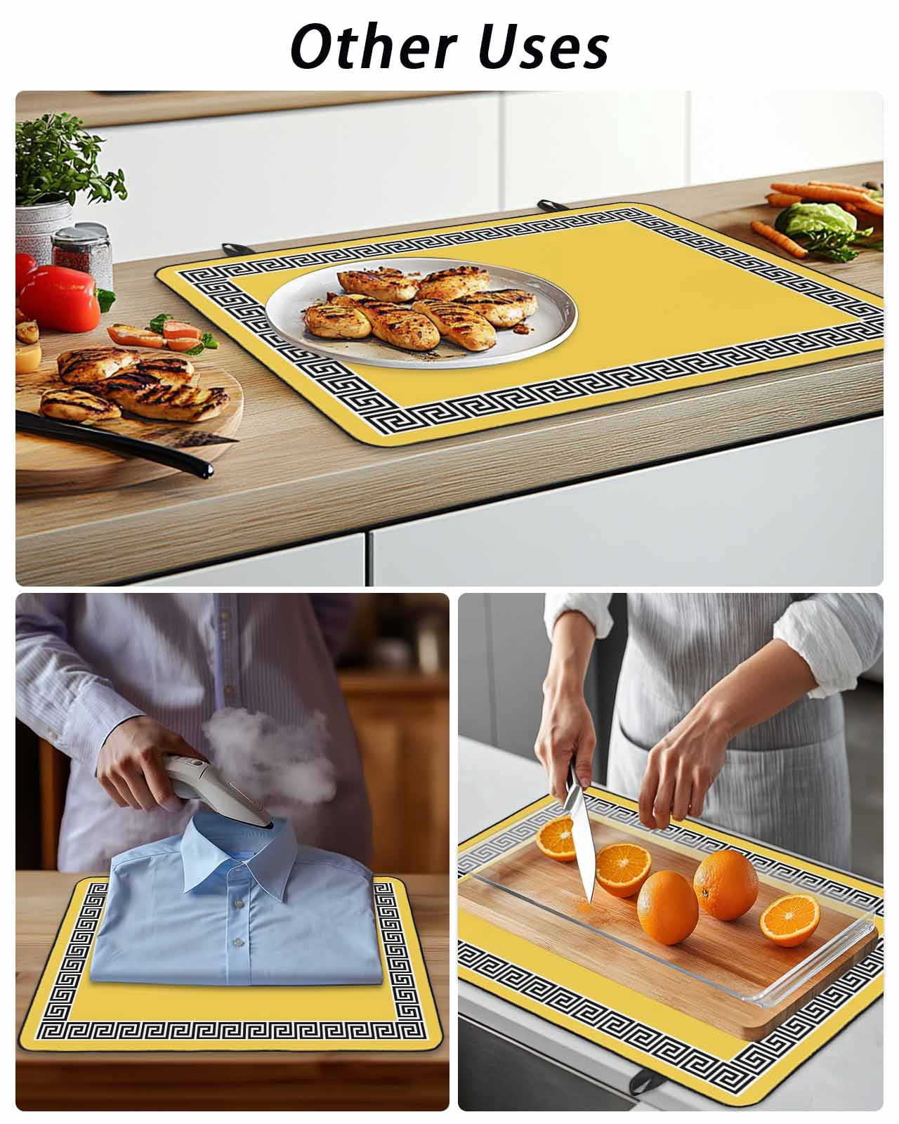Stove Top Covers for Electric Stove, Yellow Glass Stovetop Cover Protector, Black White Modern Geometric Abstract Art Induction Cooktop Protector Oven Mat for Kitchen Countertop 24"x21"
