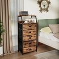 thumbnail image 6 of Tall 5Drawers Dresser, Vertical Storage Tower for Bedroom, Hallway, Entryway, Nursery, Closet Organizer, Nightstand Bedside Table Furniture, Sturdy Steel Frame, Wood Top, 6 of 7