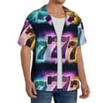 thumbnail image 4 of KLL 777 Print Men's Shirt Short Sleeve Button Down Summer Cuba Beach Shirts- Large, 4 of 7
