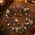 thumbnail image 6 of Clearance! Santa Sleigh Wreath Diamond Art Hanging Kit for Adults, DIY Red Bow Suncatcher Craft, Special Shaped Rhinestone Window Pendant, Home Christmas Decor, 6 of 9