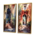 thumbnail image 3 of Designart "Rustic Stairway Welcoming Cottage Entry III" Farm Framed Wall Art Set Of 2 - Country Red Framed Canvas Set For Living Room Decor, 3 of 6
