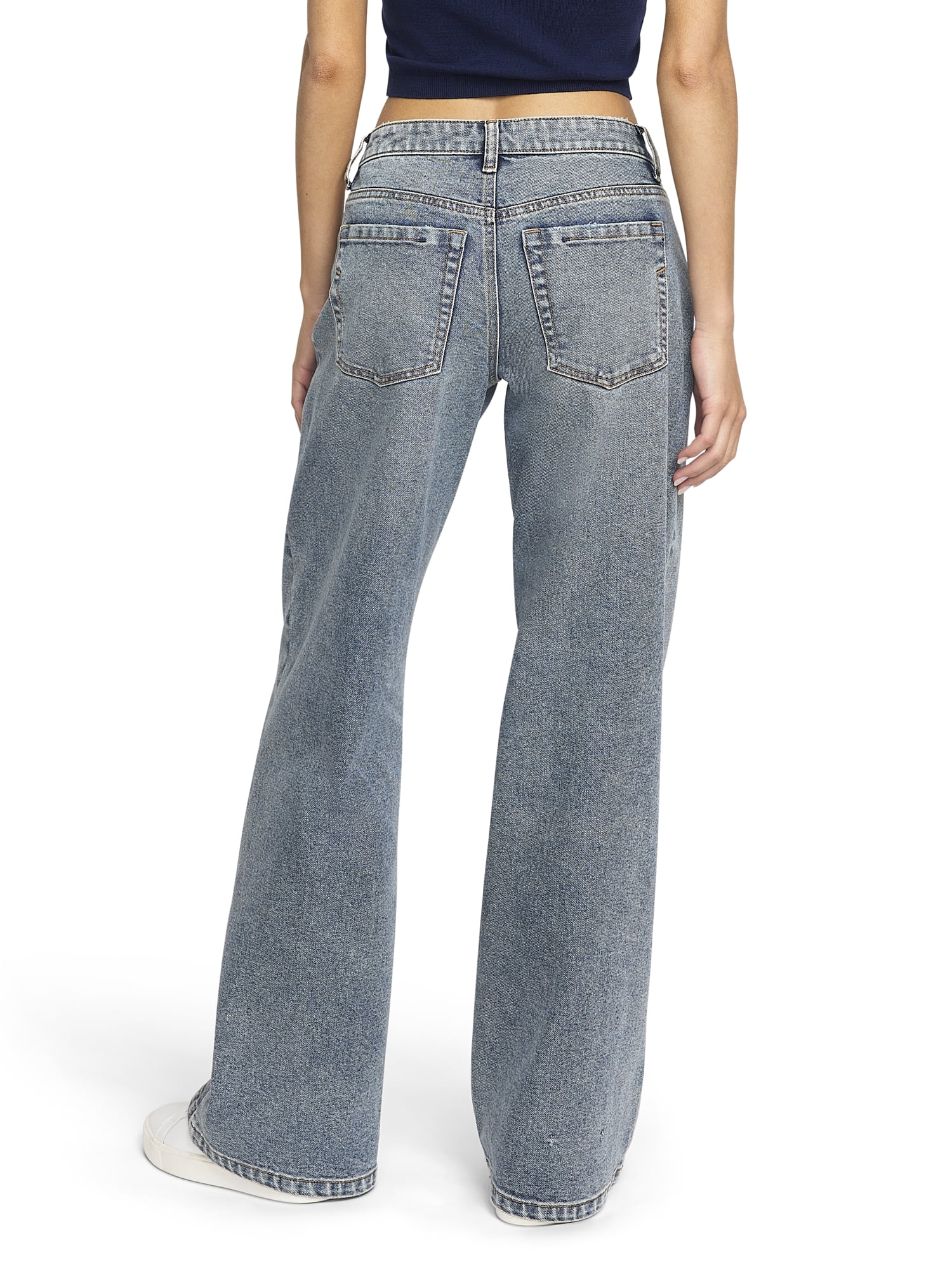 Mills by Millie Bobby Brown Women's Wide Leg Acid Washed Denim Jeans, Sizes XXS- XXL