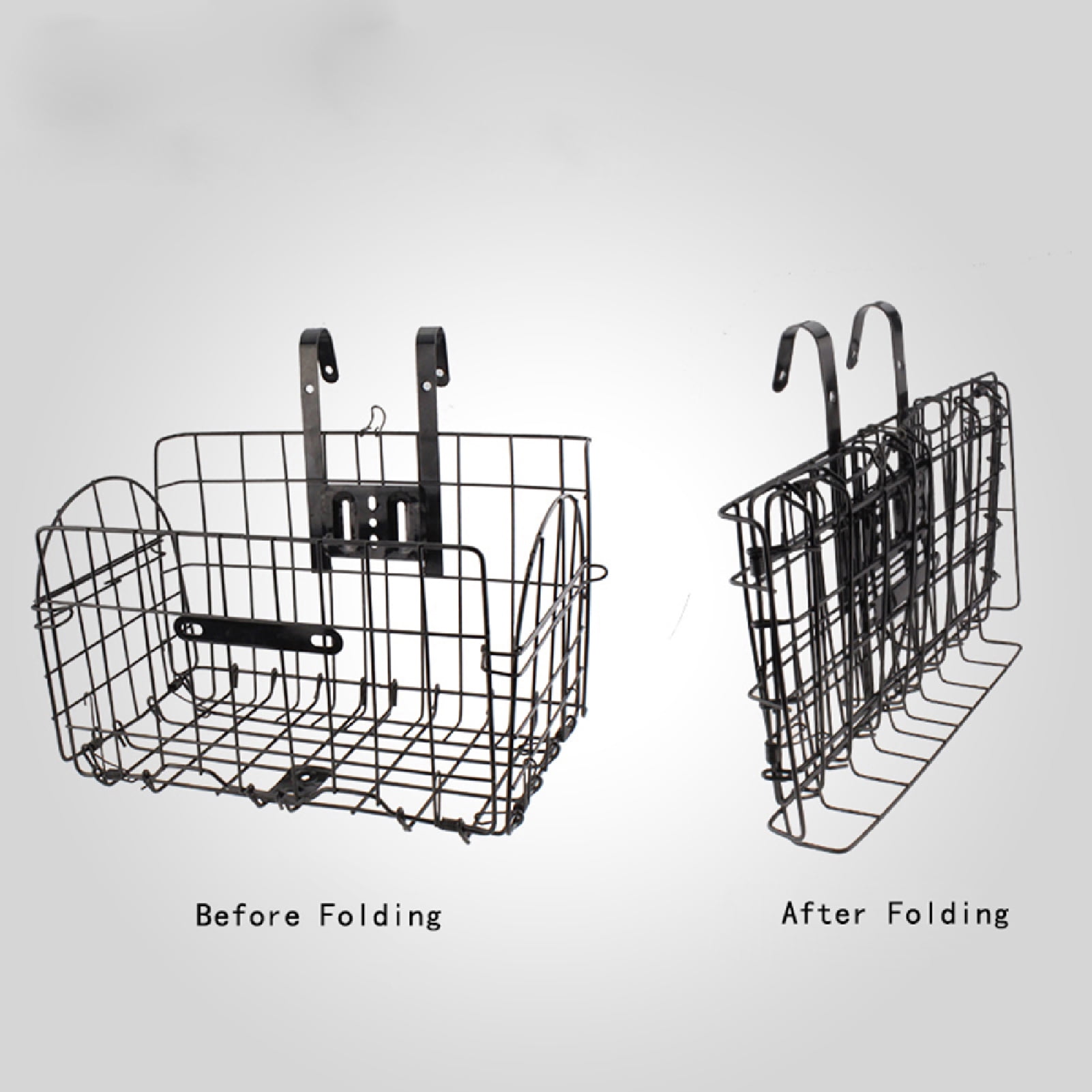 Cheers.US Folding Rear Bike Basket Metal Mesh Fold-Up Detchable Front Bag Rear Hanging Bike Basket Bicycle Bag Cargo Rack for Mountain Bike Accessories Bike Frame Basket