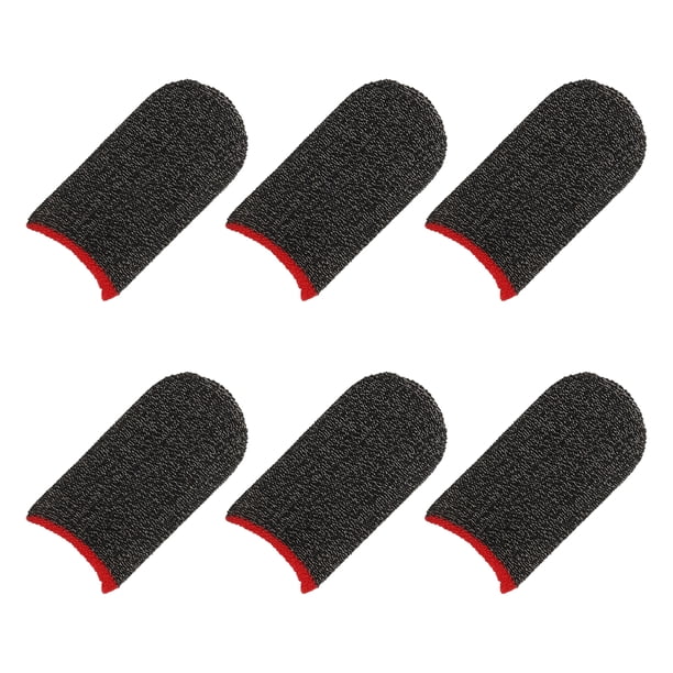 Funda para Dedo de Juego Móvil Controlador Funda para Pulgar de Dedo Guantes Negro/Rojo, Fibra Plateada, Paquete de 6
