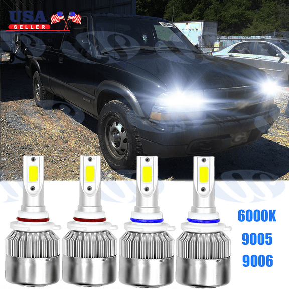 For Chevrolet S10 1998-2003 - 4PC 6000K LED Headlight High & Low Beam Bulbs Kit