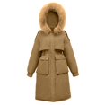 thumbnail image 3 of Womens Long Winter Coat Warm Maxi Down Jacket Waist Drawstring Adjustment, 3 of 7