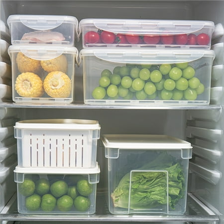 1.9L Food Storage Container Clear Fresh Vegetable Box with Stackable ...