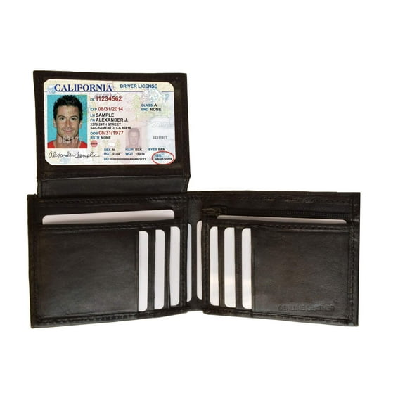 RFID Blocking Genuine Leather Men's Bifold Wallet Credit Card Holder Flap Top