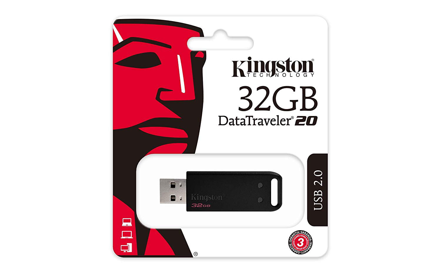 32GB Dependable and Capless USB 2.0 DataTraveler 20 2pk DT20/32GB-2P 
