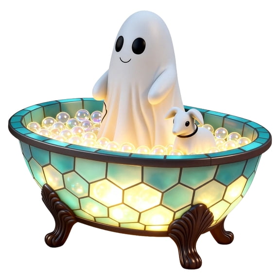 Cheapark Halloween Bathtub Ghost Figurine Tabletop Decor for Bathroom Desk Shelf Home Spooky Atmosphere Creative Ornament Gift