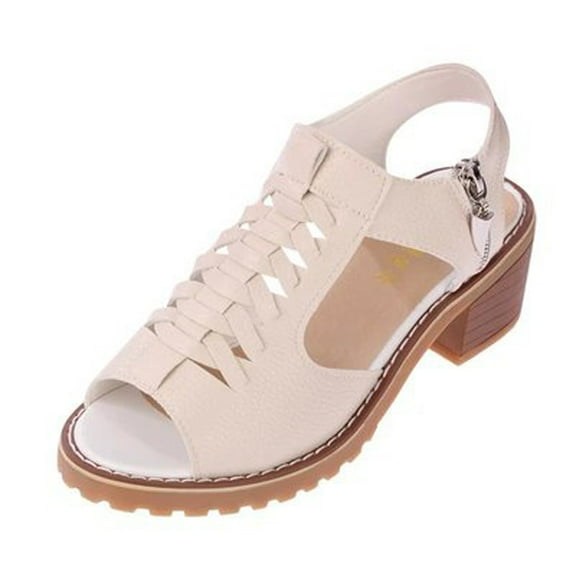 OAVQHLG3B Dress Sandals for Women Women Sandals Thick Heel Mid Hollow Roman Heel Hollow Middle Heel Shoes