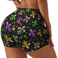thumbnail image 2 of Fotbe Mardi Gras Carnival4 Seamless Shorts, Womens Workout Shorts High Waist Stretch Booty Short for Gym/Yoga/Running/Biking-X-Large, 2 of 9