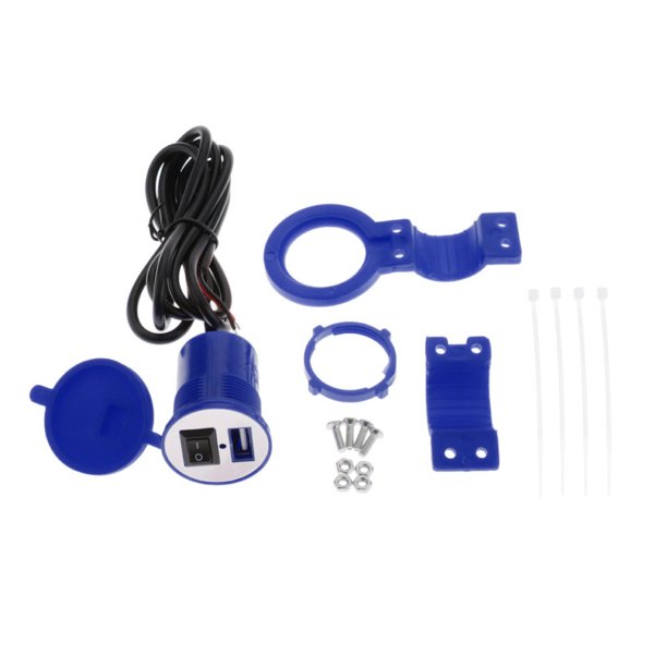 Motocicleta Moto Adaptador de Corriente de de Enchufe USB único 12V 2.1A - Azul, 57x45x22mm Sunnimix Alimentación móvil USB simple