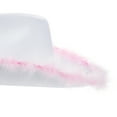 thumbnail image 5 of Womens Cowboy Hat, Solid Color Furry Trim Wide Brim Hat for Dating Party Cosplay, 5 of 6