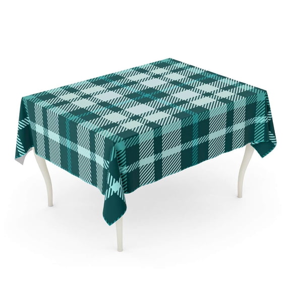 LADDKE Check Tartan Plaid Printing Pattern in Shades of Teal Green Pale Turquoise Aqua Aquamar Tablecloth Table Desk Cover Home Party Decor 52x70 inch
