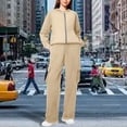 thumbnail image 5 of LEKODE Long Hoodie Workout Hoodies for Women Thermal Hoodies for Women Cute Fall Top Athletic Set Comfy Set Womens Athletic Sets Khaki L, 5 of 6