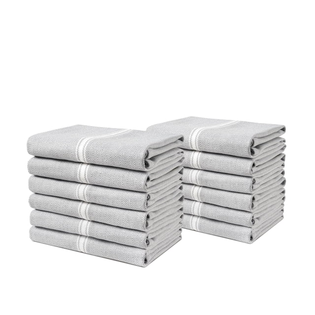 Juego de 12 paños de cocina LANE LINEN, 100% algodón, 38 x 64 cm, color gris