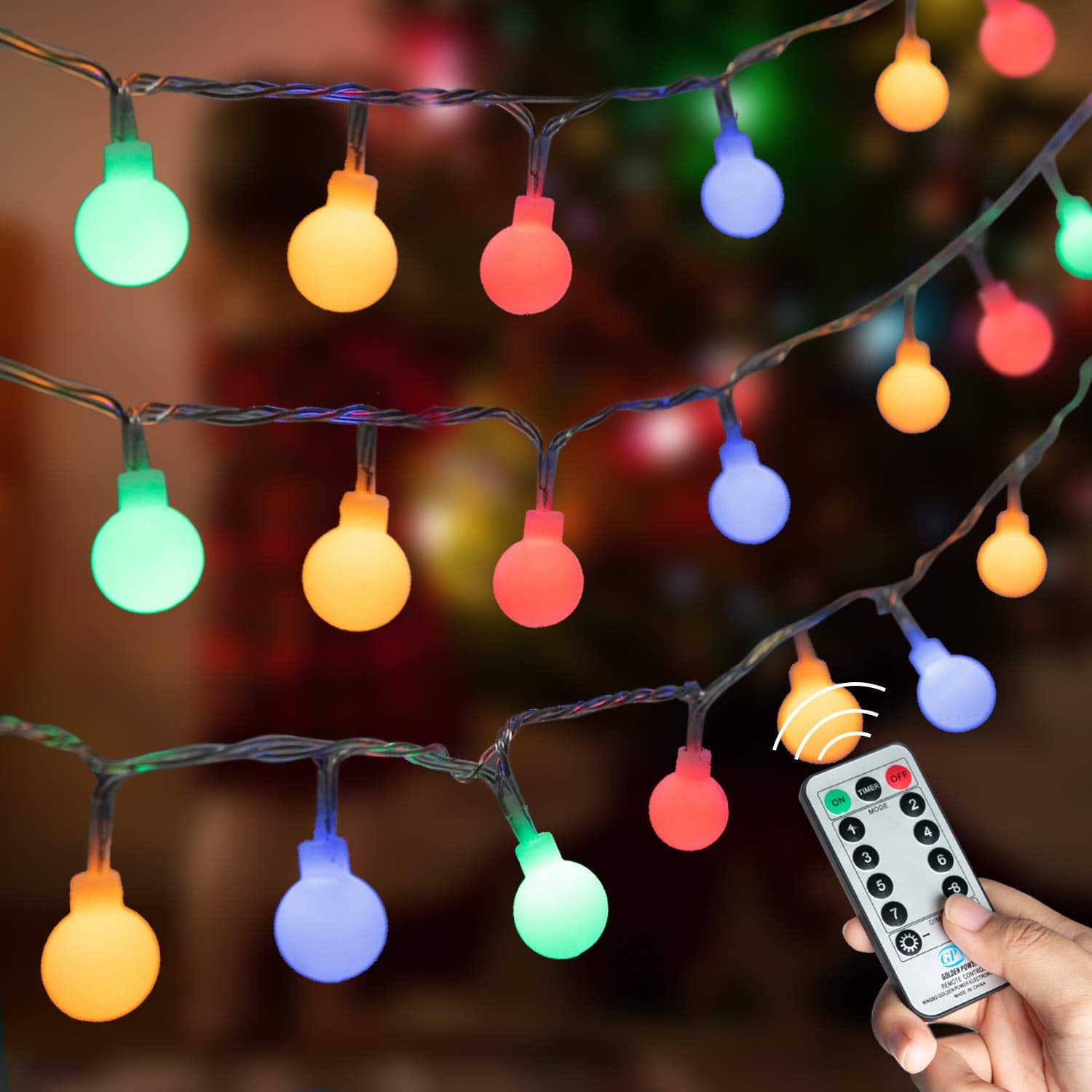 Outdoor String Lights Christmas Lights Outdoor 20 Ft 30 LEDs Globe String USB 