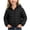 A Black, variant on Child Padded Jacket Dqueduo Girls' Hooded Puffer Full Zip Quilted Warm Outerwear Casual Winter Coat Jacket