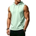 thumbnail image 3 of BRANROY Men's Tank Tops - Hooded Sleeveless Gym Shirts with Pockets and Drawstring, Muscle Tees for Athletic Summer Training,Light Green XL, 3 of 8