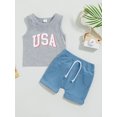 thumbnail image 4 of Independence Day Infant Boys Clothes Suits Letter Print Crew Neck Sleeveless Tank Tops and Elastic Waist Shorts 2Pcs Set, 4 of 8