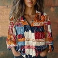 thumbnail image 2 of Womens Tops Elegant Print Cotton Long Sleeve Button Blouse Spring Summer Shirts for Women Red Xl, 2 of 7