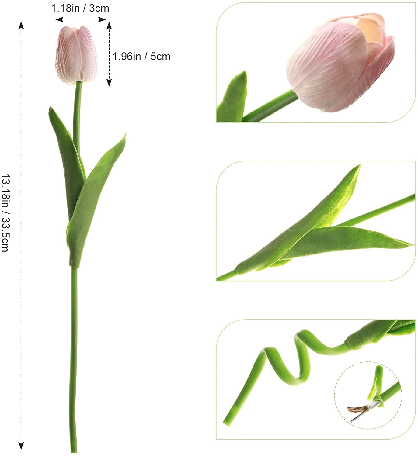 White Artificial Flowers 20 Pcs Faux Tulips PU Real Touch Fake Flowers for Home Office Wedding Decor Arrangement Bouquet Faux Flowers for Decoration
