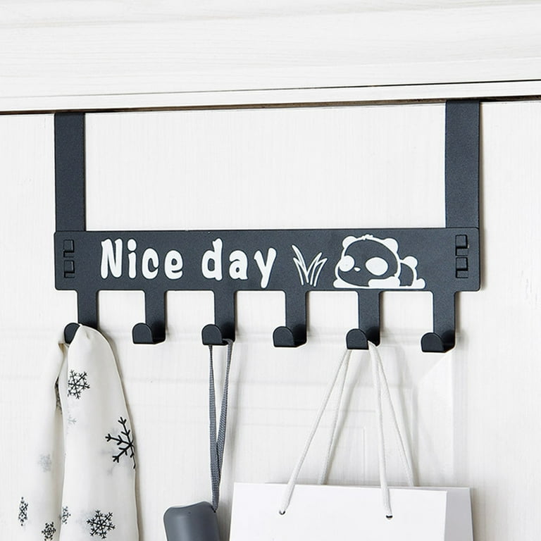 Door Coat Hook with 6 Clothes Hooks for 4.5cm Thick Door Punch