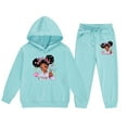 thumbnail image 3 of WOYY Big Girls Sweatsuits Cartoon Figure Print Hoodie Jogger Pants Set, Sizes 10-11, 3 of 3