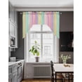 thumbnail image 3 of Pink Aqua Stripe Swag Valances for Windows, Small Curtains Drapes, Yellow Geometric Country Geometric Kitchen Window Curtains Over Sink Window Treatment Valance for Bedroom/Bathroom 56"x36", 3 of 5