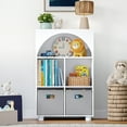 thumbnail image 3 of RiverRidge Kids Curve Appeal 23in Arched Bookcase with Cubby Storage Shelf and 2 Gray Bins, 3 of 6