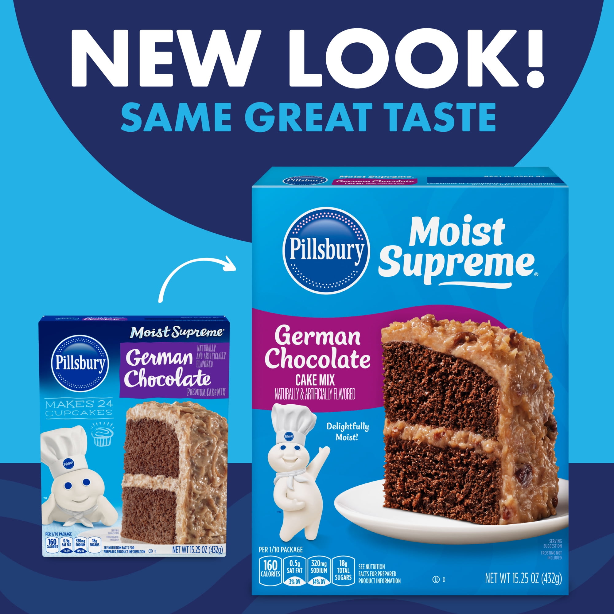 (2 pack) Pillsbury Moist Supreme German Chocolate Cake Mix, 15.25 oz Box
